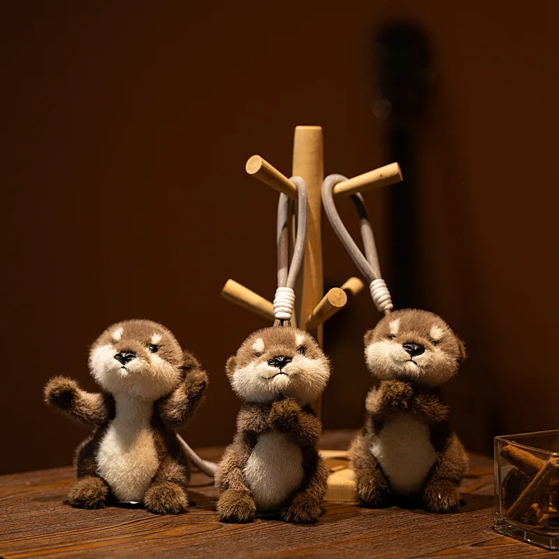 *Cute Otter Plush Keychain Realistic Stuffed Otter Animal Pendant Doll Soft Plushies Key Ring for Bag Decoration Gifts Girl view 5