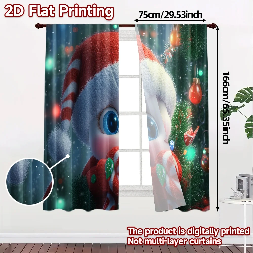 2pcs,Curtains Cute Snowman Christmas Festive Celebration (2) Contemporary Modern Curtains Fabric Curtains Versatile All Use for
