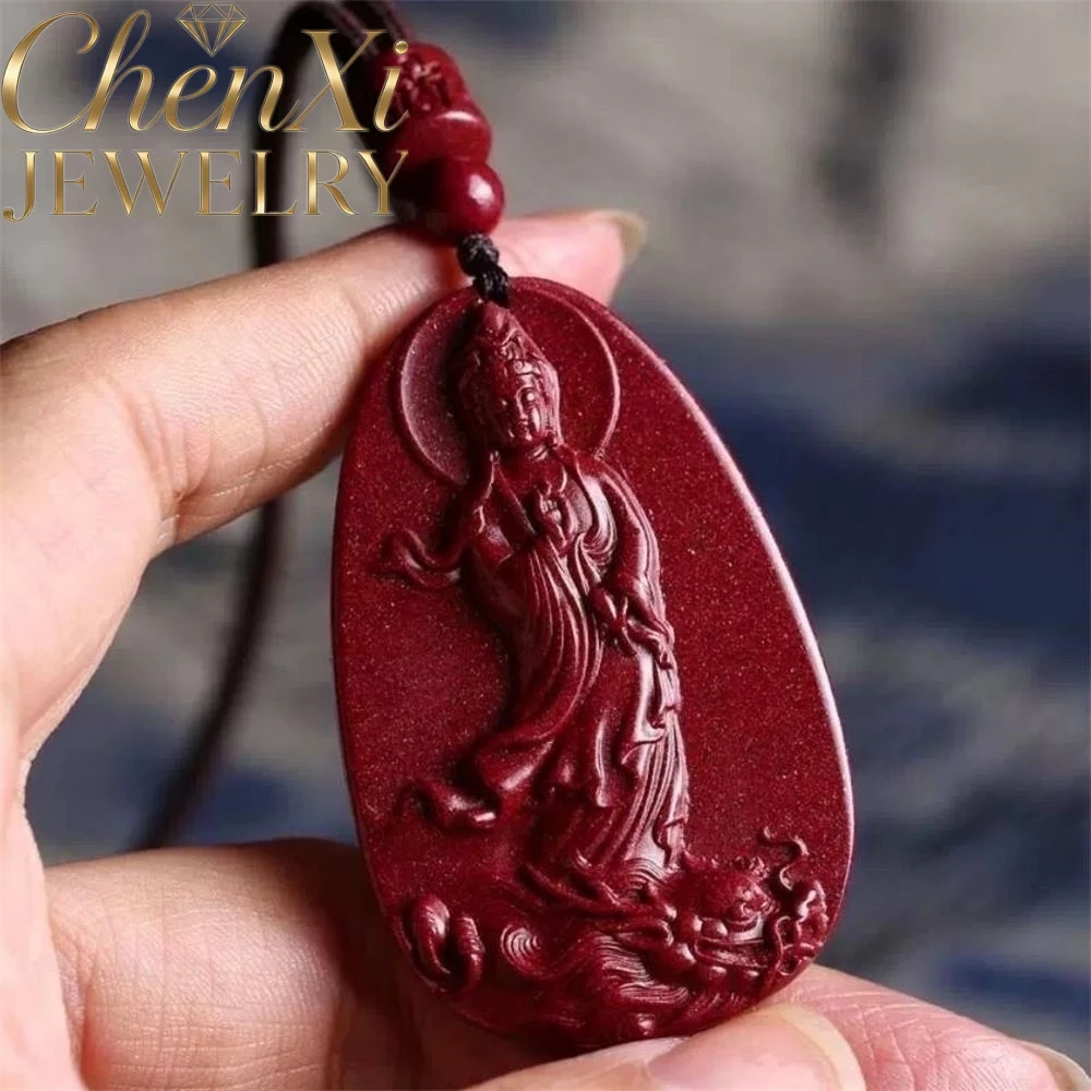 High-End Cinnabar Dragon Riding Bodhisattva Pendant Luxury Quality Fashion Fine Jewelry Exquisite Elegant Charms Popular Gift