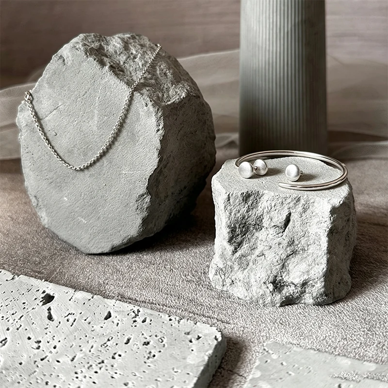Gray Stone Display Blocks Multi-size Stackable Photo Props Jewelry Watch Lipstick Perfume Shooting Background Decor - view 2