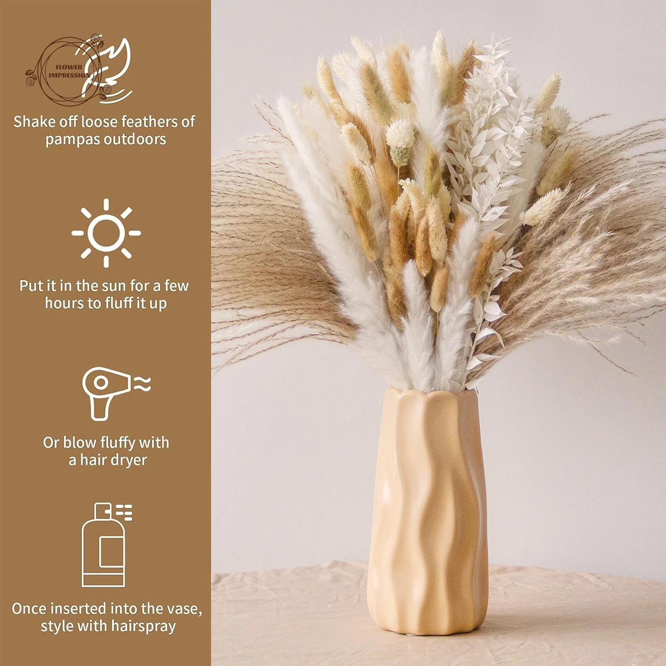 Natural Preserved Flowers Pampas Grass Bouquet Home Decoration Dried Flower Phalaris Wedding Arrangement Bunny Tails Room Decor