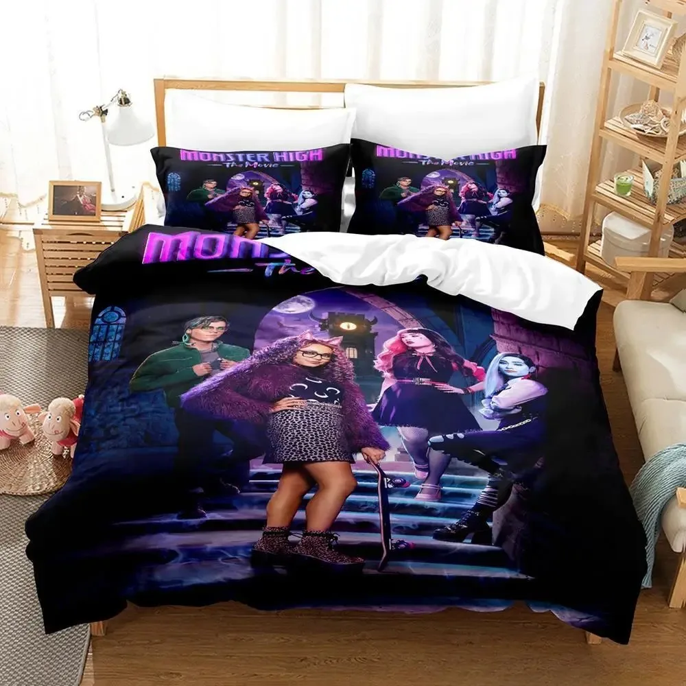 TV Monster High Pink Fashion Bedding Set 3D Printing Home Decoration Pillowcase Quilt Cover Cute Gift To Family and Friends