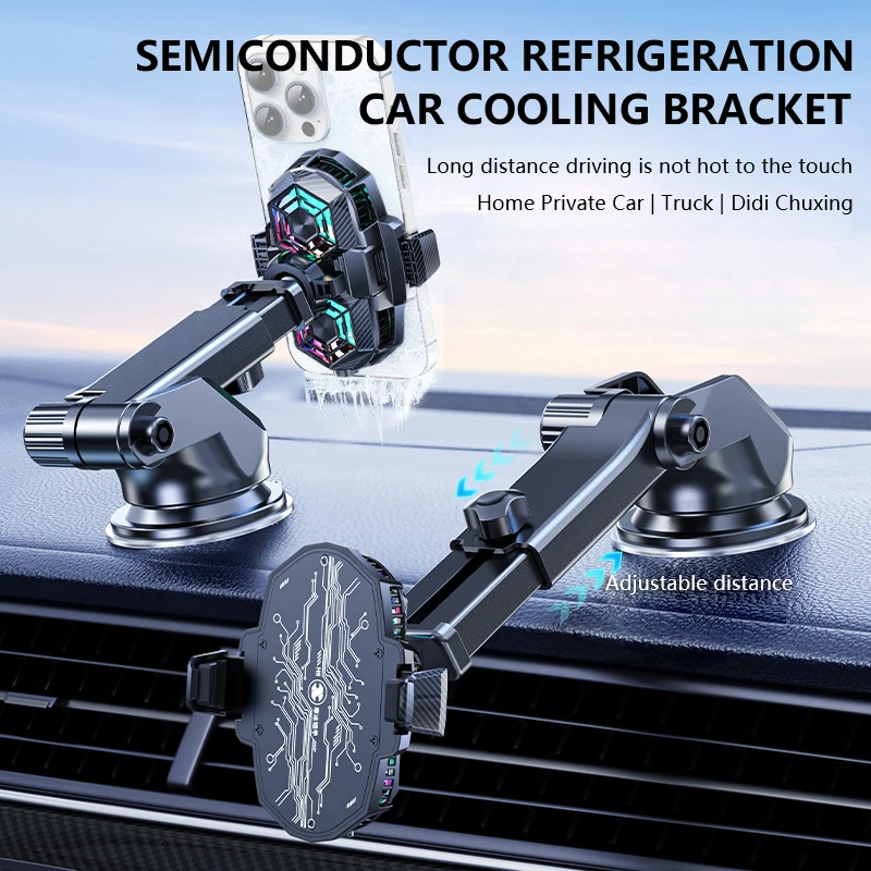 

Cooling Phone Holder Car Dashboard Phone Bracket Semiconductor Coolers For GPS Navigation Universal Suction Cup Cellphone Stand