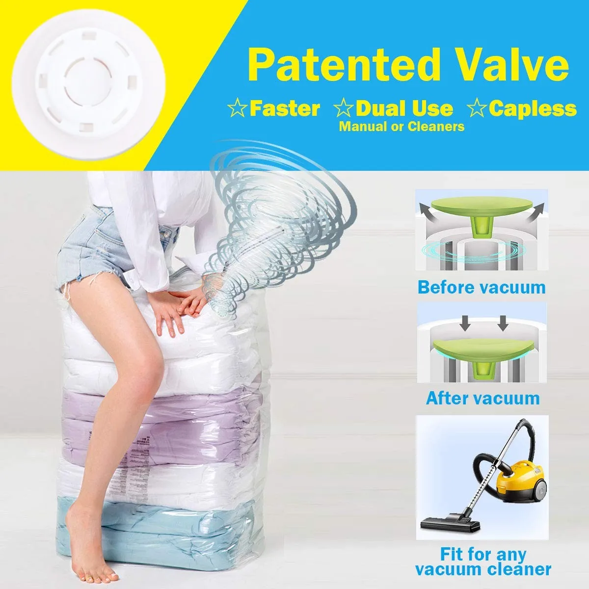 Cube Vacuum Storage Bags umbo Vacuum Seal Bags for Clothes, Bedding, Blanket, Comforter, Duvet, Pillow, Idea for Travel & Closet