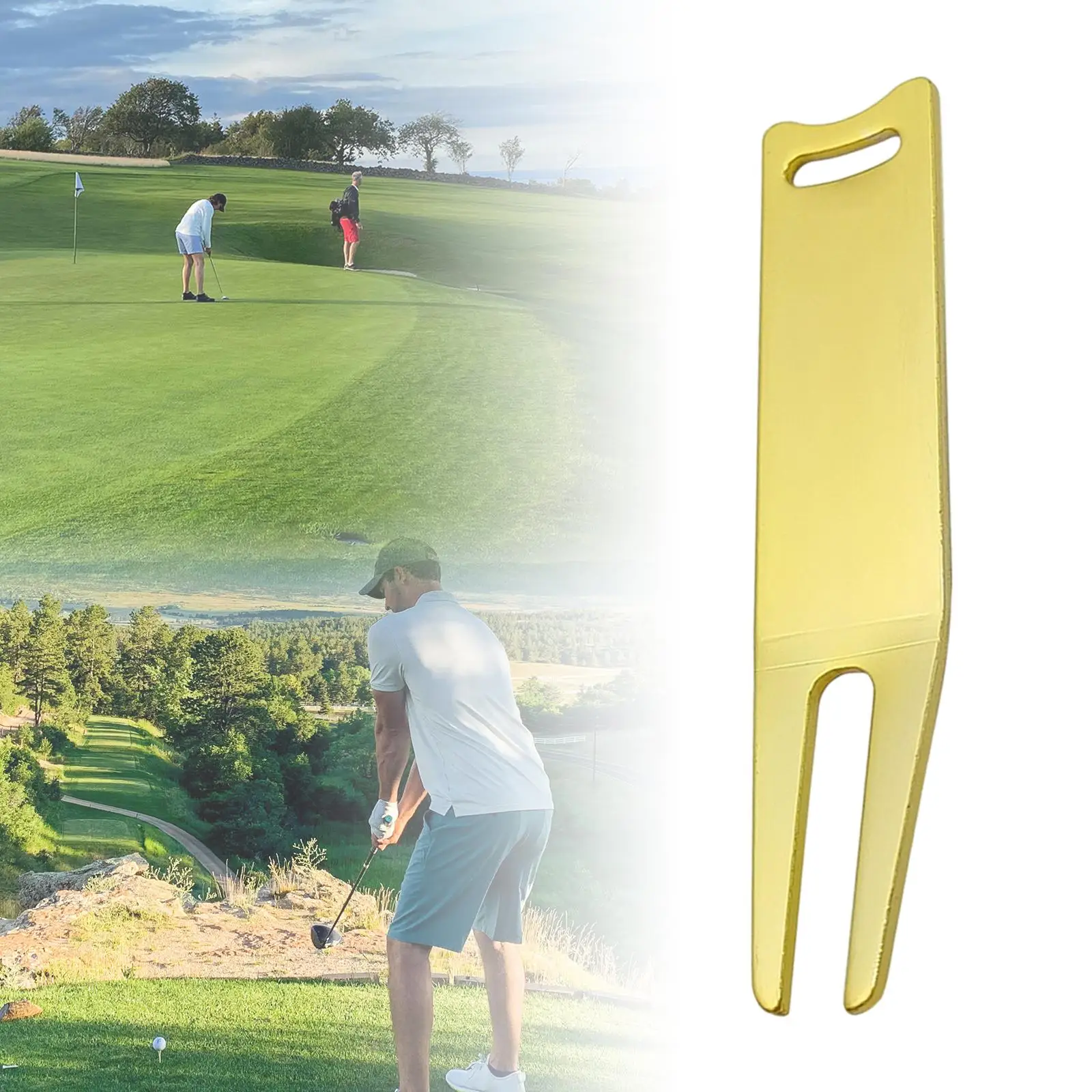 Golf Divot Tool Golf Fork Practical Zinc Alloy Golf Putting Green Fork Lawn Repair Prong for Exercise Training Golf Accessory