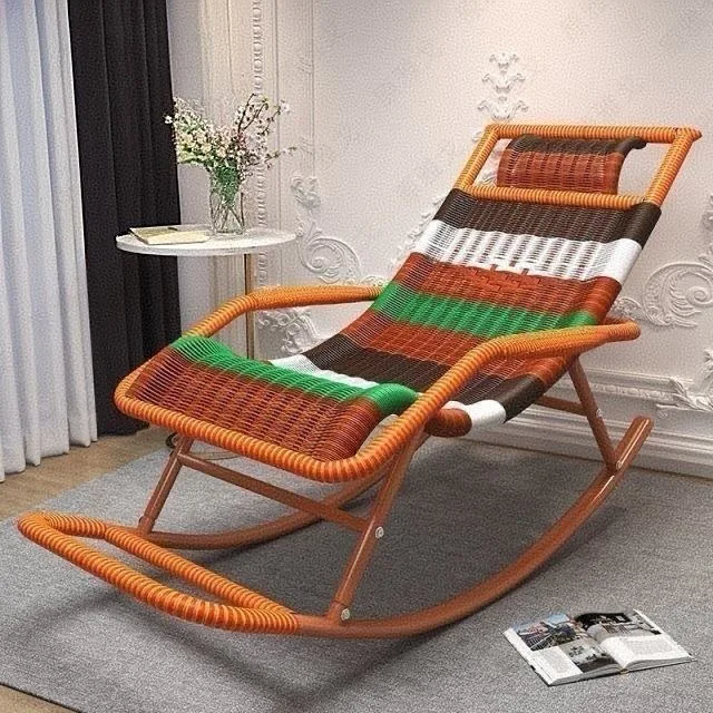 Outdoor Rocking Chair, Patio Lazy Sofa, Rattan Swing Chair, Summer Adult Relaxation, Balcony Nap, Living Room Recliner