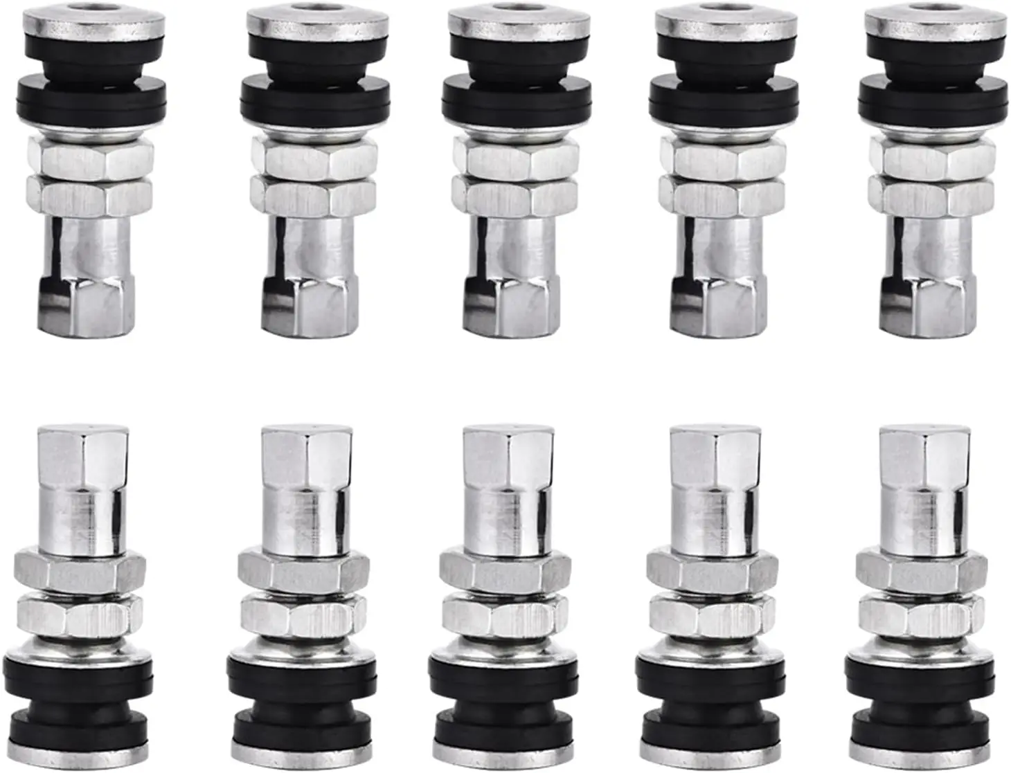 

10pcs Motorcycle Valve Stem with Rubber Seal Tire Valve Stem for Tubed Tubeless Tires, Rustproof TR161 Wheel Valve Stems Metal