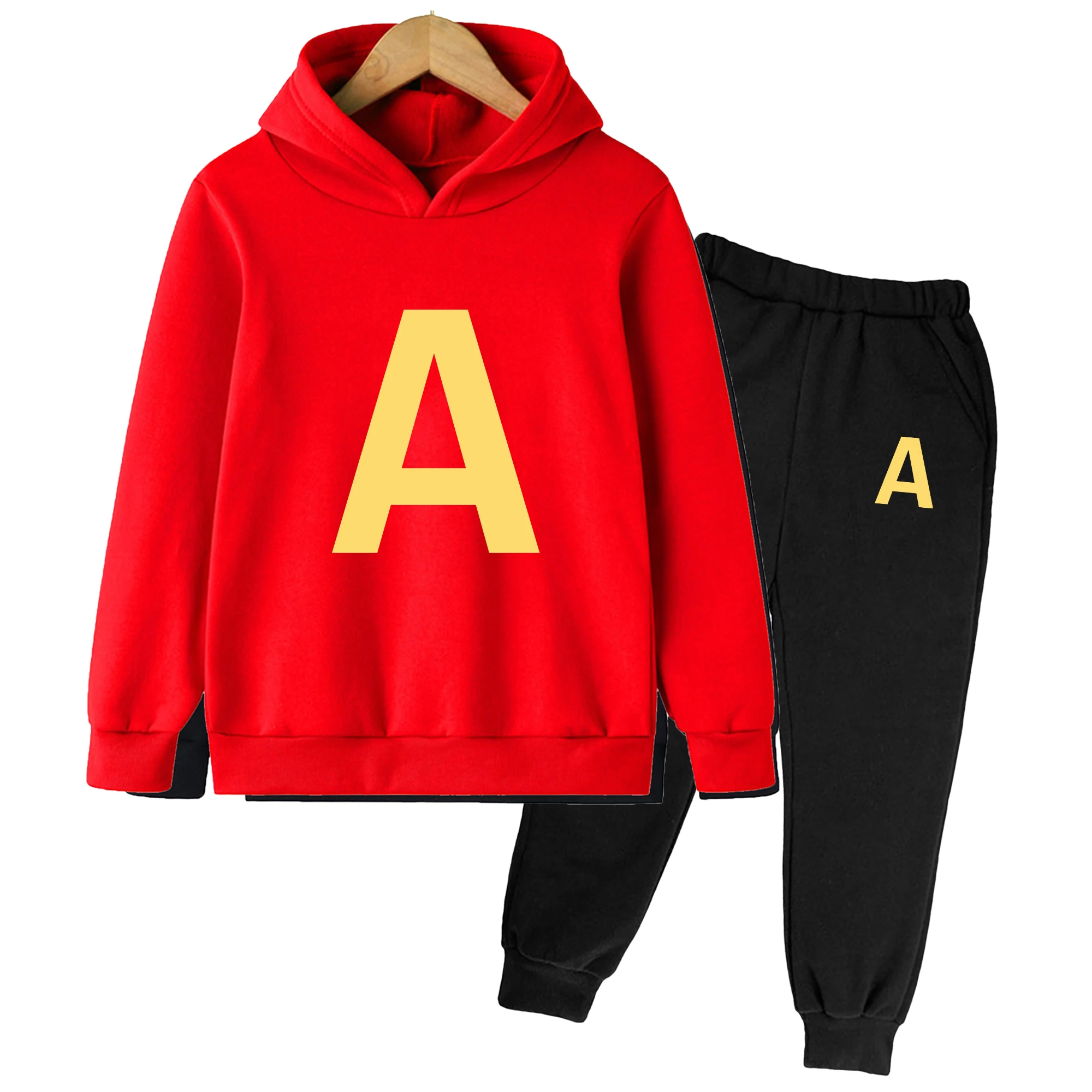 Children Clothing Sets Funny Chipmunk Letters A/T/S Printed Hoodies Boys Girls Sweatshirts + Pants Suit For Best Friend