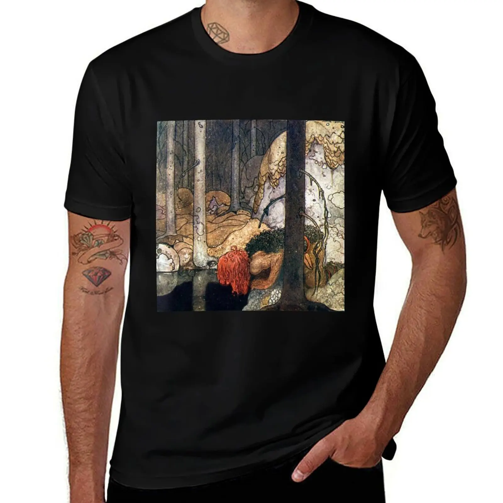 Humpe Drank at a Stream - John Bauer T-Shirt Thanksgiving Day Tee Top T-Shirt
