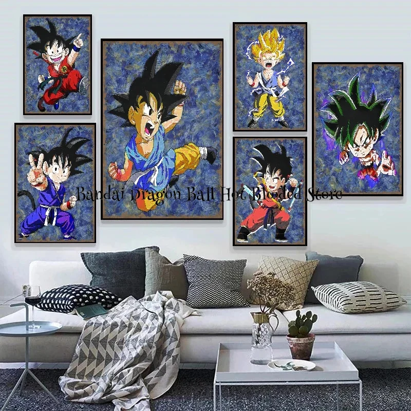 Anime Super Saiyan Goku Poster Wall Art Print Dragon Ball Pictures Classic Home Decor Bedroom No Frame Bandai Canvas Painting