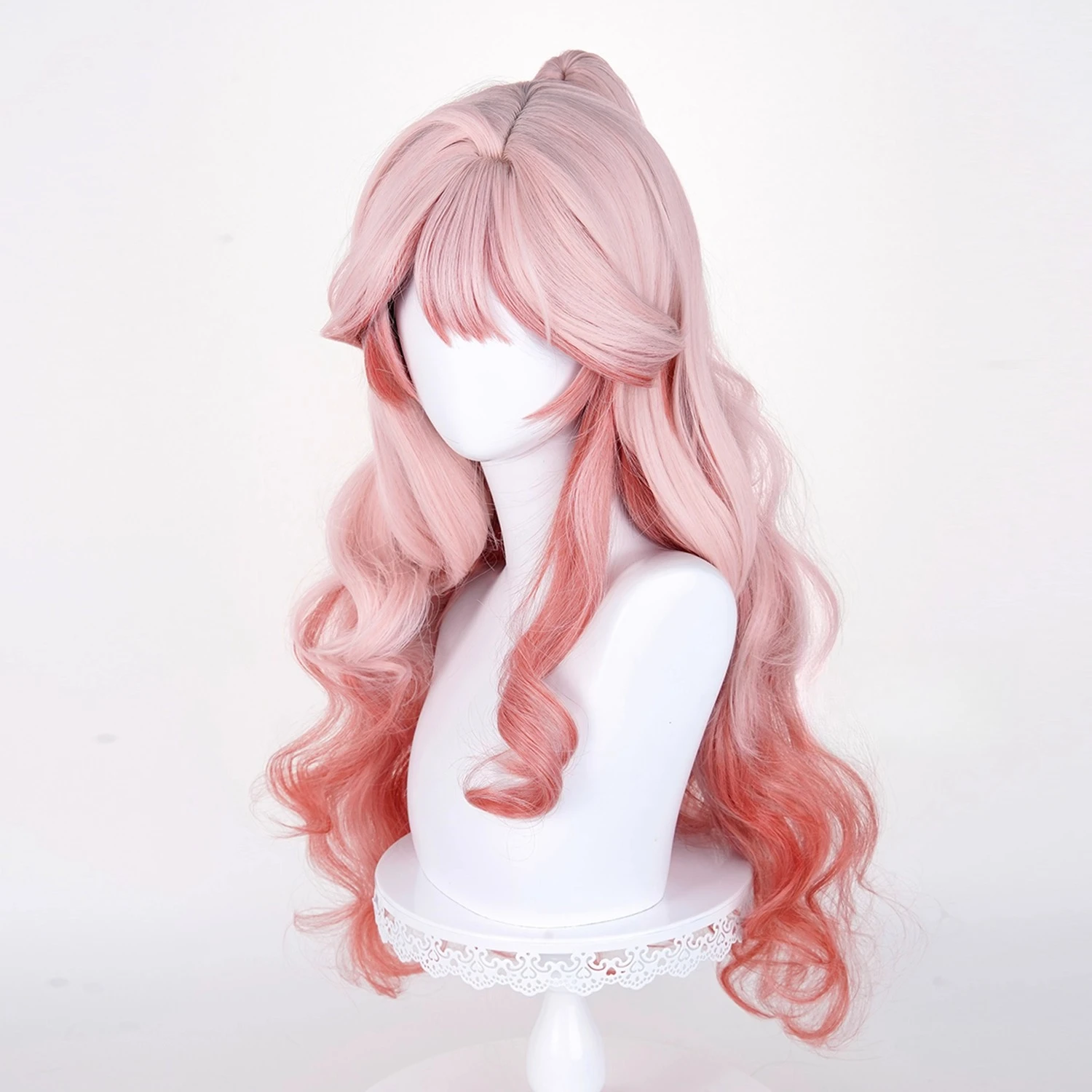 Arknights Haruka Cosplay Pruik Hanyu Momoka Rood Gradiënt Lang Krullend Paardenstaart Synthetische Pruiken Voor Vrouwen Meisjes Shino Haruka Halloween