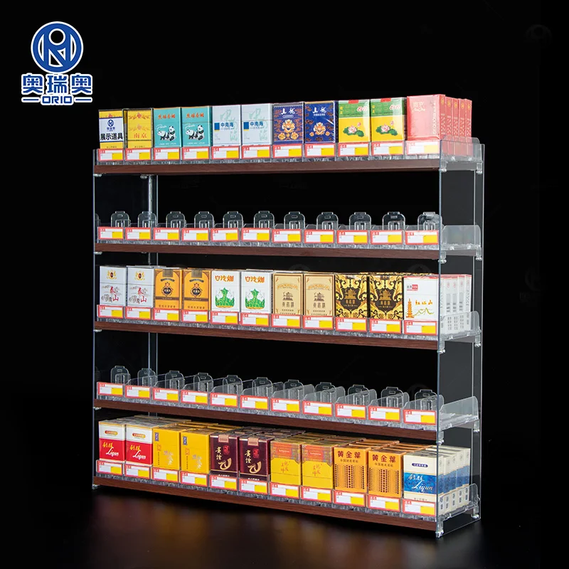 Cigarette Shop Showcase Acrylic Display Stand Racks Automatic Pusher Display Cigarette Cabinet Rack Holder for Supermarket Store