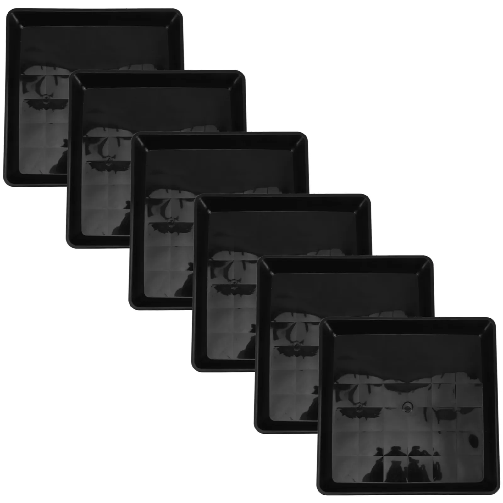 

6Pcs Flower Pot Trays Square Plastic Planter Trays Black Plant Water Catcher Tray Indoor Outdoor Bonsai Pot Saucer Drip Tray
