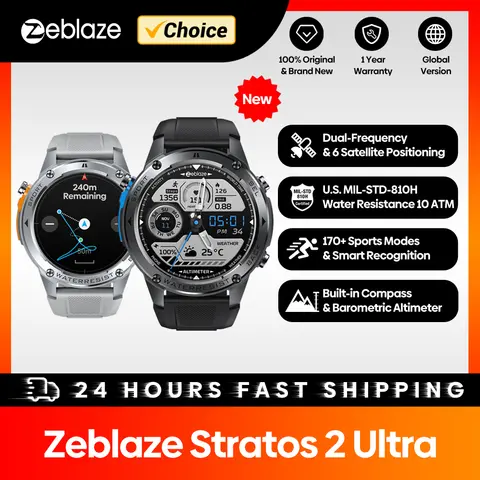 Nowy inteligentny zegarek Zeblaze Stratos 2 Ultra GPS Wbudowany kompas Wysokościomierz barometryczny Dwuzakresowy smartwatch GNSS do rozmów głosowych 10 ATM