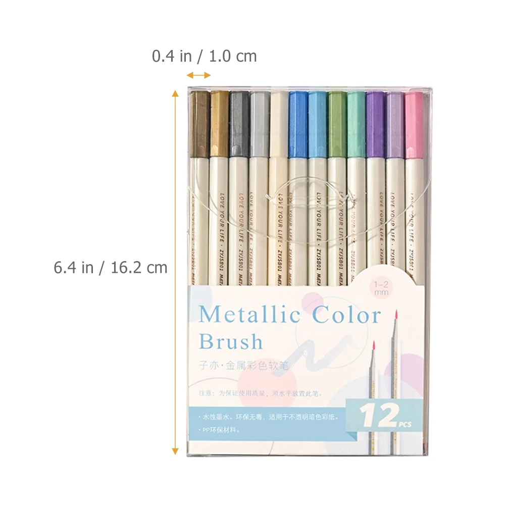 

12Pcs Metallic Paint Markers Scrapbooking Coloring Drawing Writing Pens for Glass Wood Paper Art Craft Supplies