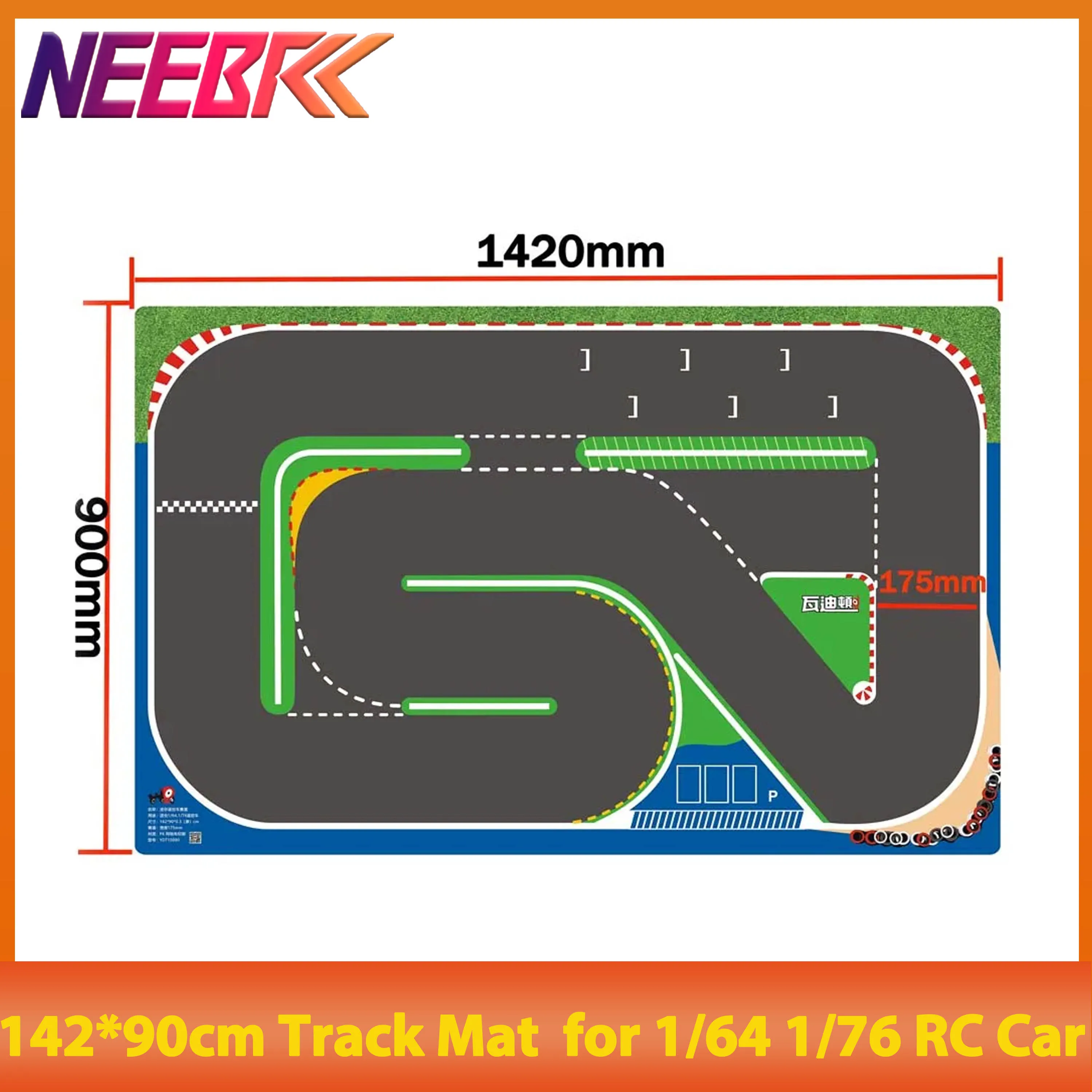 

HSP TinyGear 1420x900mm 142x90cm Portable Race Rubber Track Mat for 1/64 1/76 RC Mini Car Table On-road Racing Model Drift RTR