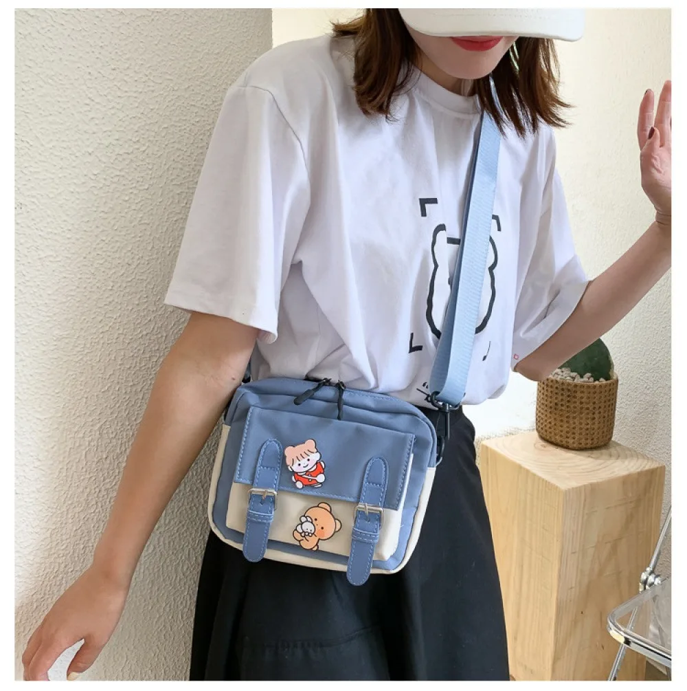 XKZ Versatile and Stylish Horizontal Canvas Shoulder Bag for Commuting, New Small Square Crossbody Bag for Women, Cute for Young