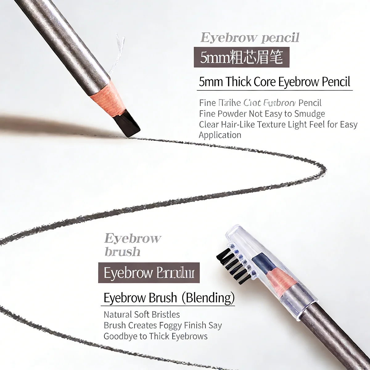 QXQY 아이브로우 펜슬 방수 아이브로우 강화제 오래 지속되는 눈썹 화장품 전문가용 메이크업 브로우 리프트 페더 ﻿