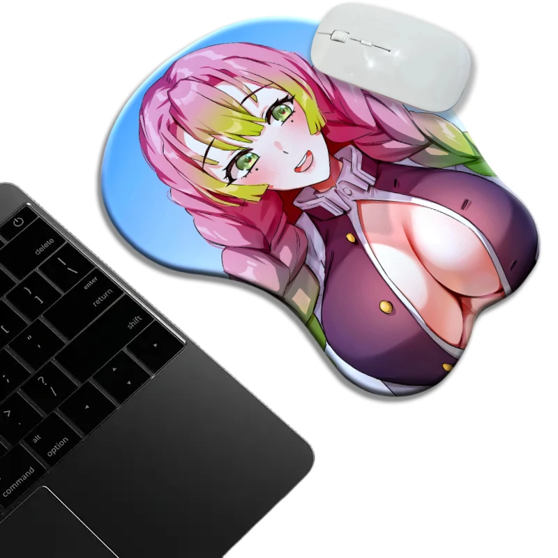 

Kanroji Mitsuri блистерная упаковка грудь сиська подставка для запястий Kimetsu No Yaiba с 3d сосками коврик для мыши аниме настольный коврик геймер