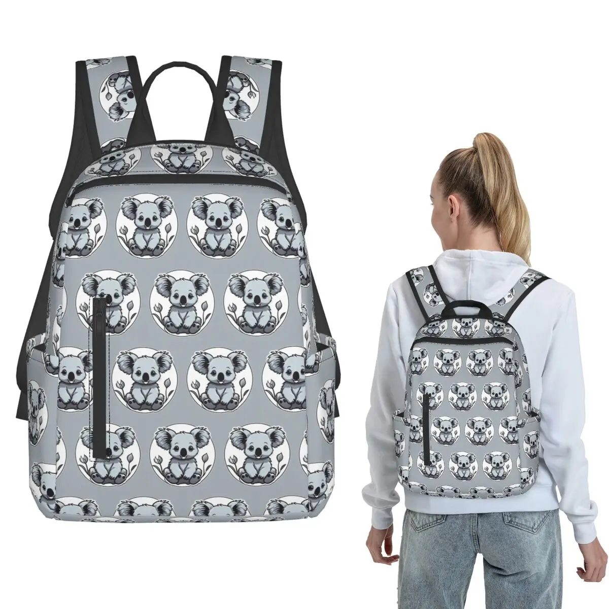

Adorable Little Koala Art Backpack Large Capacity Kids BookBag School Bag Shoulder Bags for Men Women
