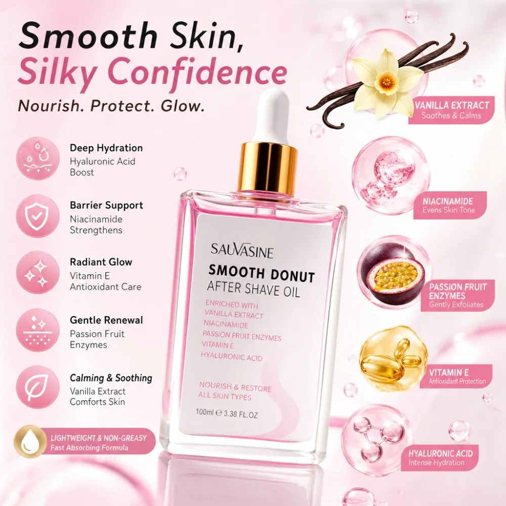 SAUVASINE Smooth Donut After Shave Oil Vanilla Niacinamide Soothing Moisturizing Repair Oil