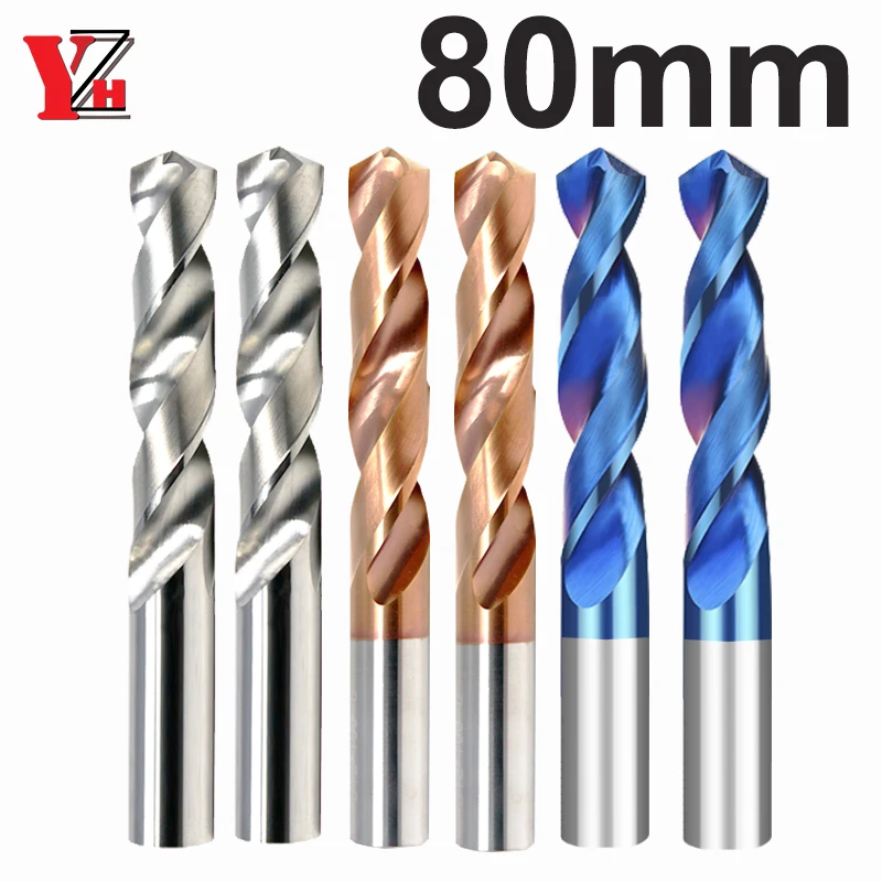 

YZH Twist Drill Diameter 2~9mm Total Length 80mm Bits HRC50/55/65 CNC Straight Handle Drilling Hole For Metal
