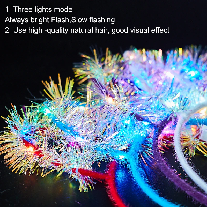 10 pçs conjunto de tiaras de orelha de coelho led bonito coelho iluminar acessórios de festa brilhante meninas cocar suprimentos presente de aniversário de natal