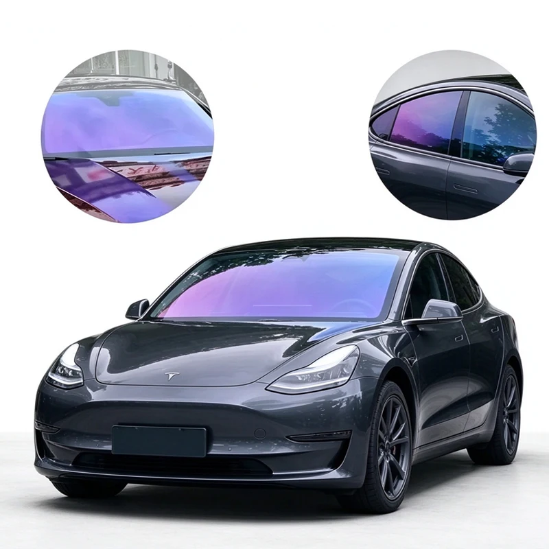 1mX5m Chameleon Blue Car Tint Film 60% Visible Light Auto Front Windshiled Window Foil Color Change Sun Solar Sticker Protector