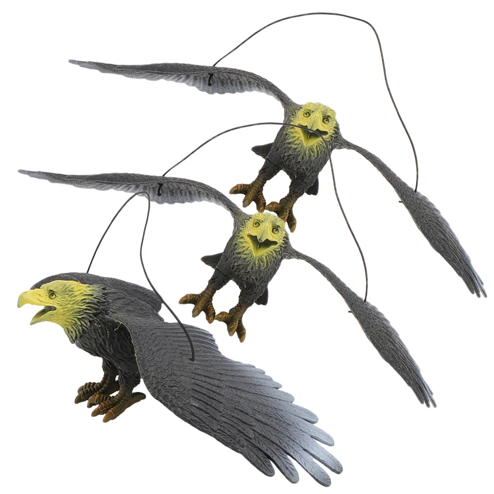 3 Pcs Hanging Tree Outdoor Toys Eagle Frighten Birds Yard Ornament Decoys Props Scare The Garden Fake