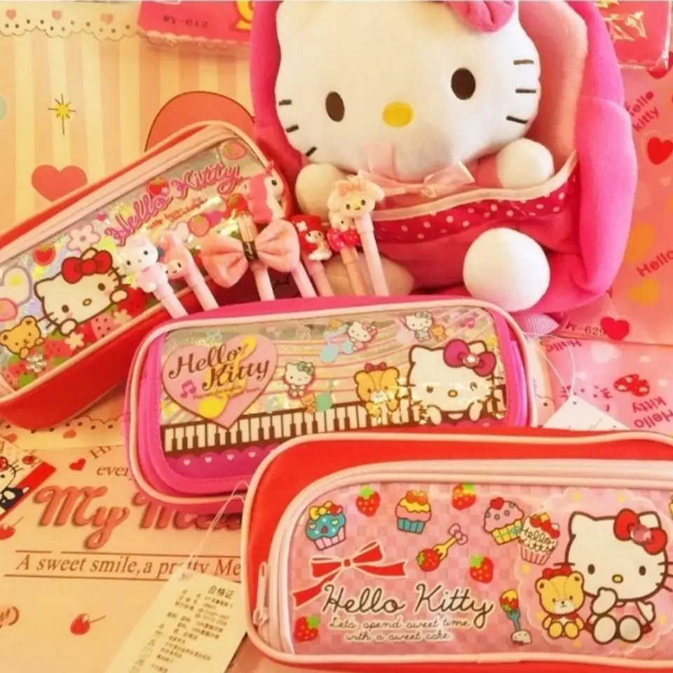 HelloKittys Princess High Capacity Pencil Case Student Anime Kawaii Sanrios Cute Cartoon Pencil Case Storage Bag Small Prize