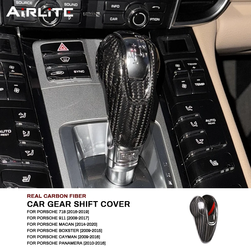 

Real Carbon Fiber For Porsche 718 911 Macan Panamera Cayman Boxster 2009-2020 Car Gear Shift Head Cover Trim Auto Accessories