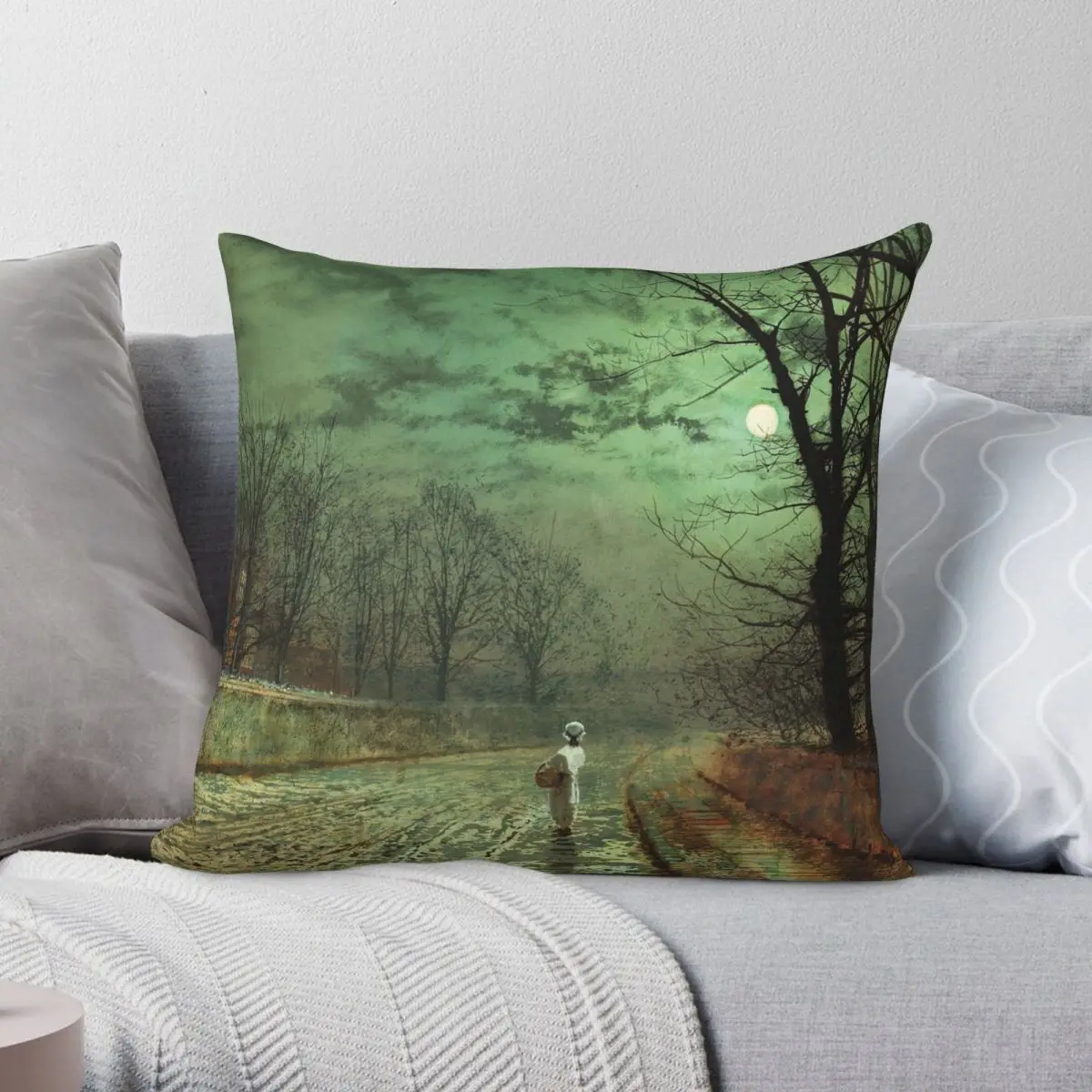 

A Moonlit Evening Square Pillowcase Polyester Linen Velvet Printed Zip Decor Pillow Case Home Cushion Cover