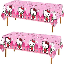 Hello Kitty Tablecloth Happy Birthday Decorations Cartoon Kawaii Table Cloth Kuromii Cat Baby Shower Girls Favors Party Supplies