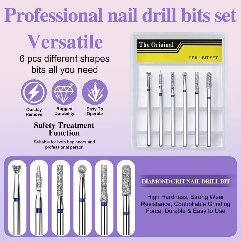 3/6pcs Nail Drill Machine Bit Nail Gel Removal Polishing Tools Manicure Rotary Grinding Buffer Milling Cutter Nail Accessories