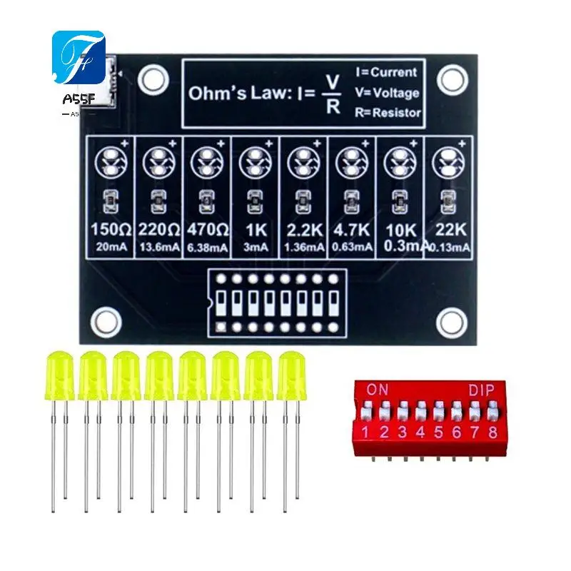 

A55F-DIY Soldering Practice Kit Ohm's Law Current Test Electronic Teaching Lab Practical Train Soldering Kit Practice Board