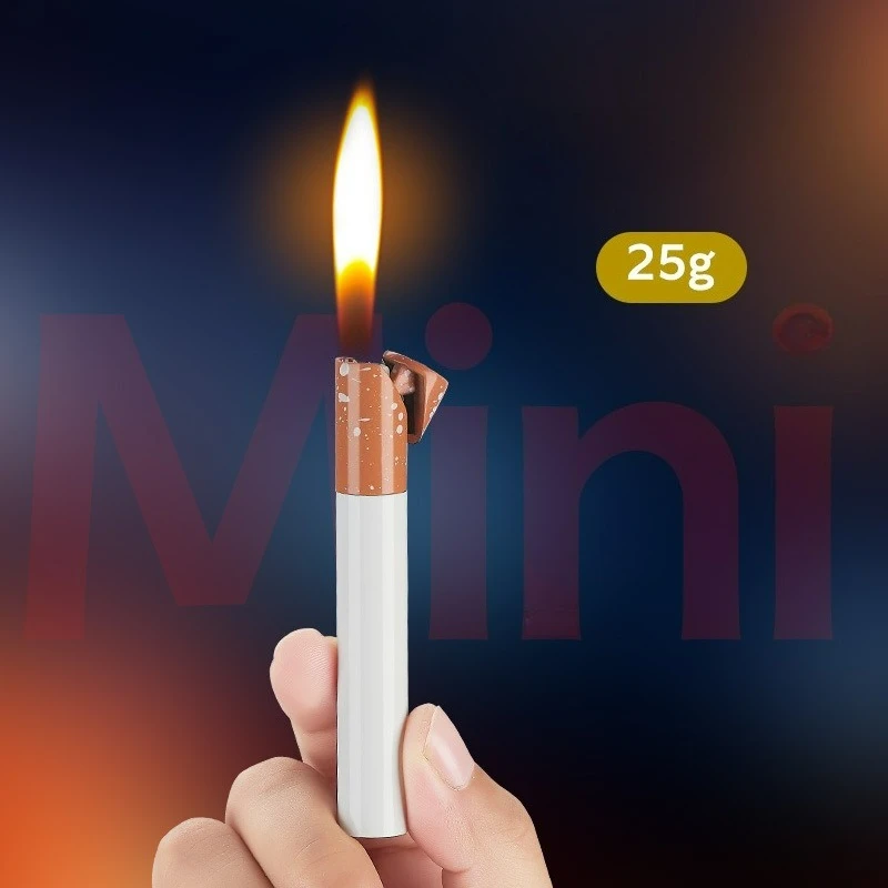 2025 High Beauty Exquisite and Compact Thin Strip Butane Gas Lighter Outdoor Portable Open Flame Mini Lighters Smoking Gadgets
