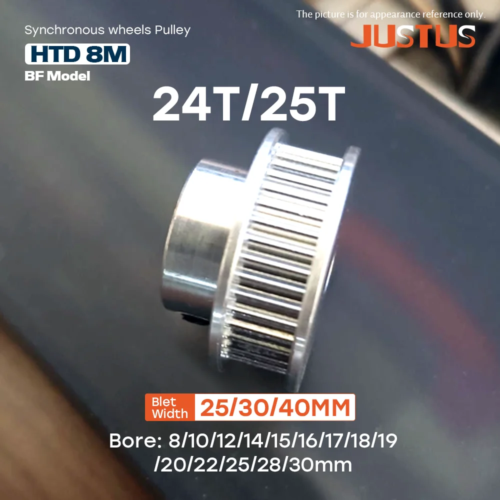 HTD 8M Timing Pulley 24T/25T BF Type Tooth Width 27/32/42mm Bore 8-30mm Aluminum Synchronous Wheel For 8M Timing Belt