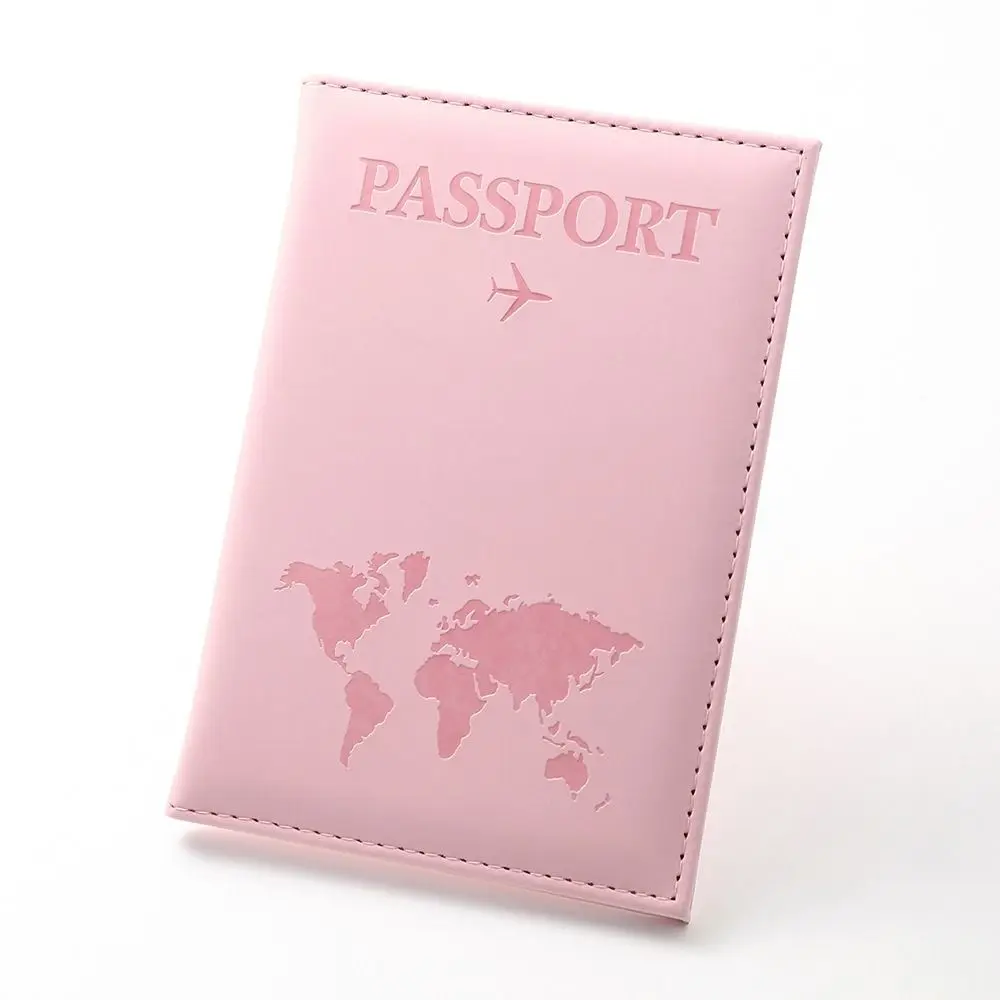 

Travel Document Bag Passport Protective Case Simple Couple Protective Holder PU Airplane Map Travel Passport Cover