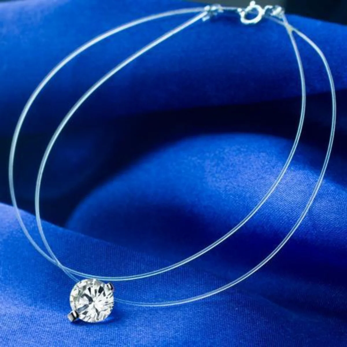 Fashion Shiny imtation Crystal Necklace Zircon Pendant Transparent Fishing Line Invisible Ladies Necklace Jewelry Clavicle Chain image 2