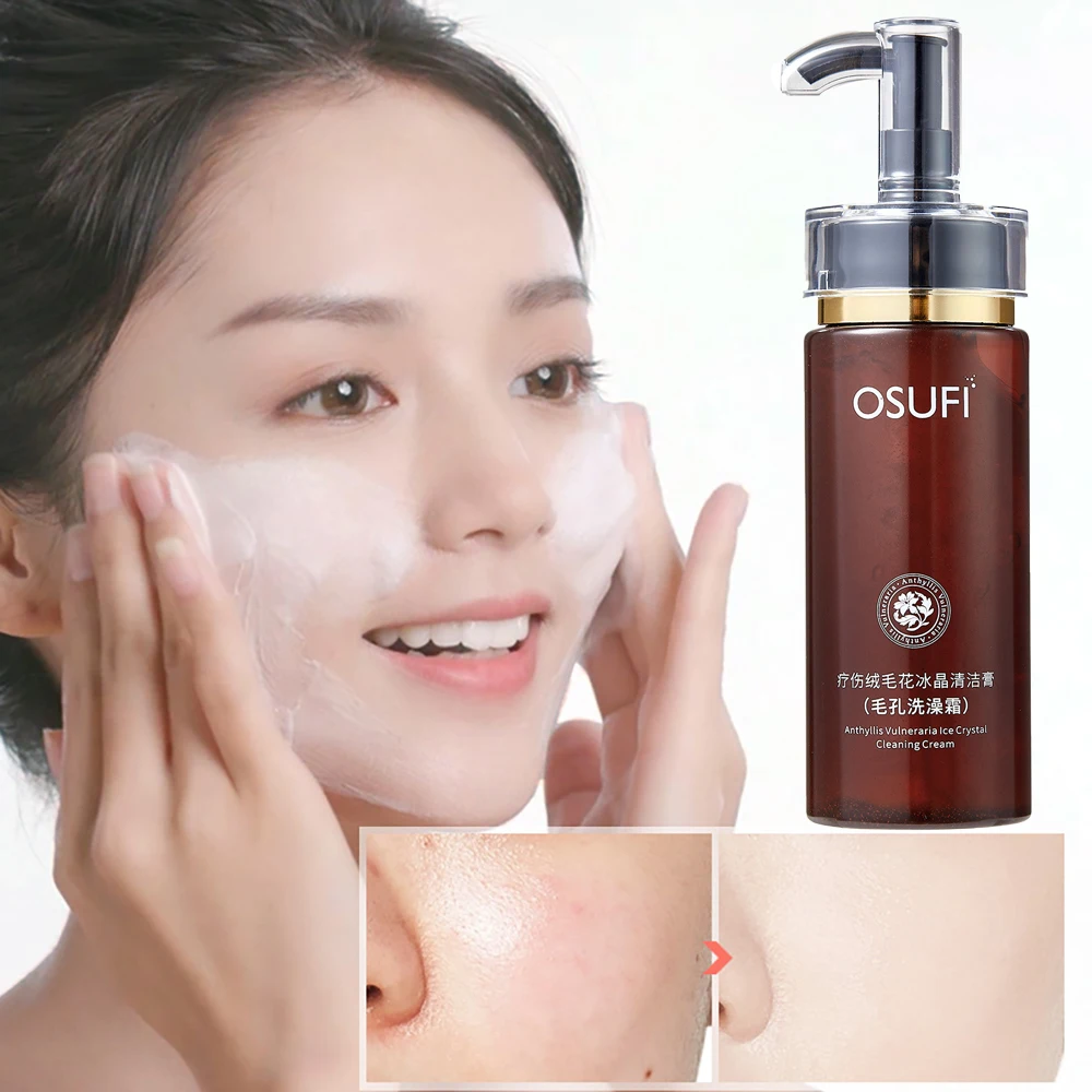 

OSUFI Healing Down Flower Ice Crystal Clean Cream Facial Cleansing Pore Acne Facial Cleanser Refreshing Moisturizing Skincare