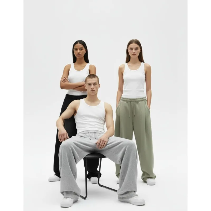 2025 a la moda europea y americana, nuevo otoño e invierno, pantalones deportivos casuales de moda de color liso con ajuste original