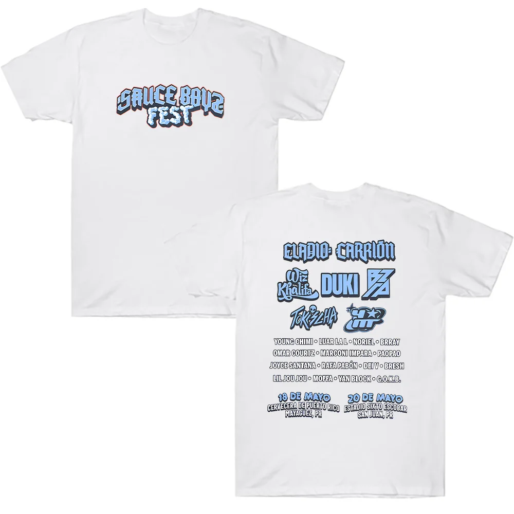 

Eladio Carrión Sauce Boyz Fest Tee Harajuku Fashion Hip Hop Short Sleeve Women Men Popular Oversized Cotton Y2k T Shirts Casual