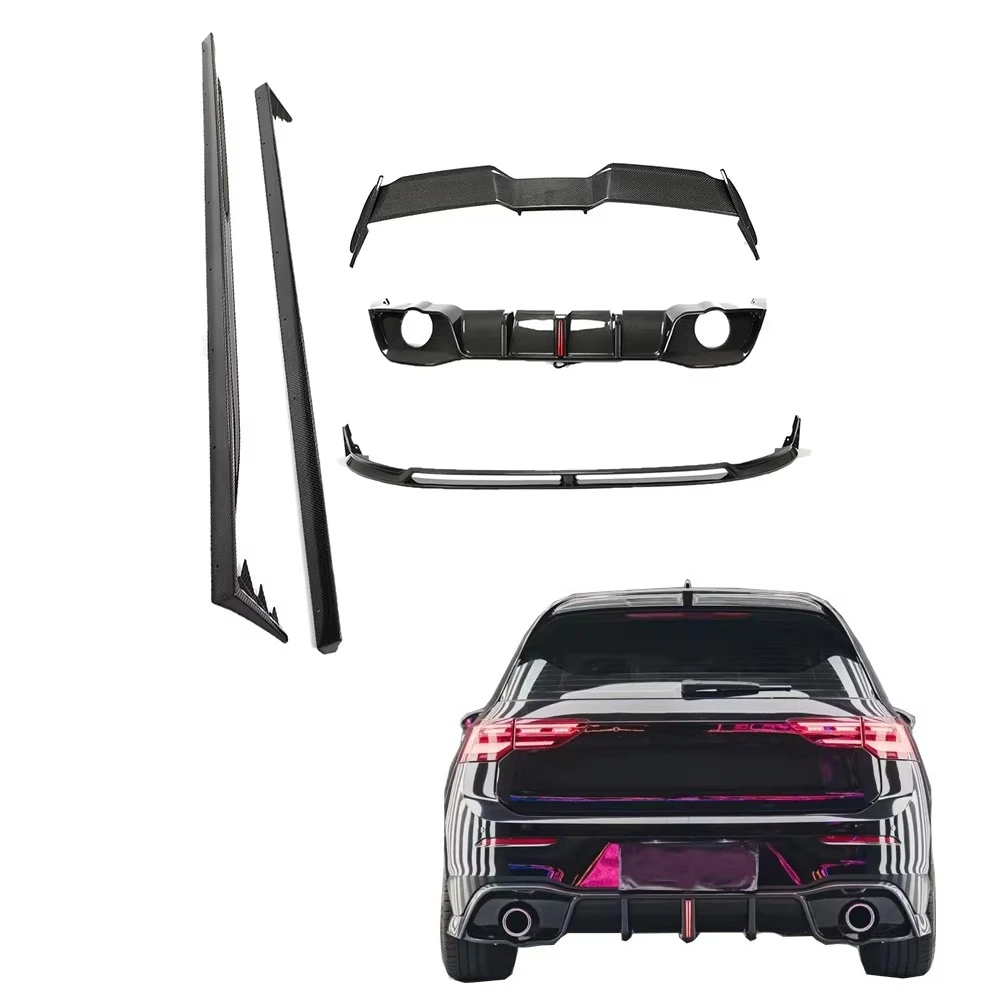 Wholesale Carbon Fiber Front Lip Rear Diffuser Side Skirt for Golf 8  Hatchback Rear Spoiler