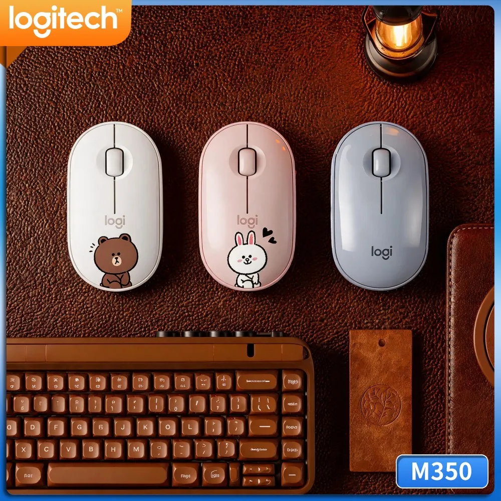 Lightweight Dual Connect Wireless Mouse Logitech M350 PEBBLE Silent Click Slim Shape For Laptop Tablet Desktop Home Work Use