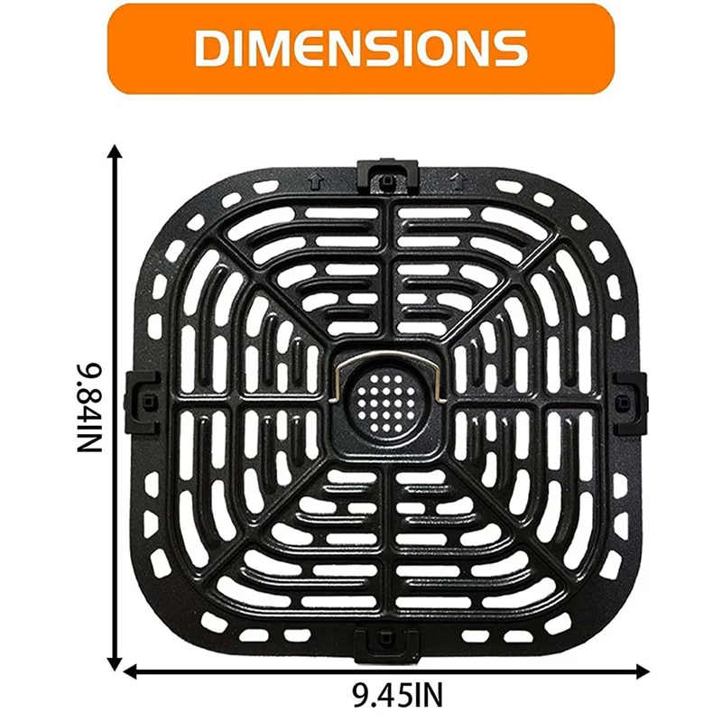 B52C Air Fryer Grill Plate for Instants Vortex Plus 6QT Air Fryers, Upgraded Square Grill Pan Tray Replacement Parts