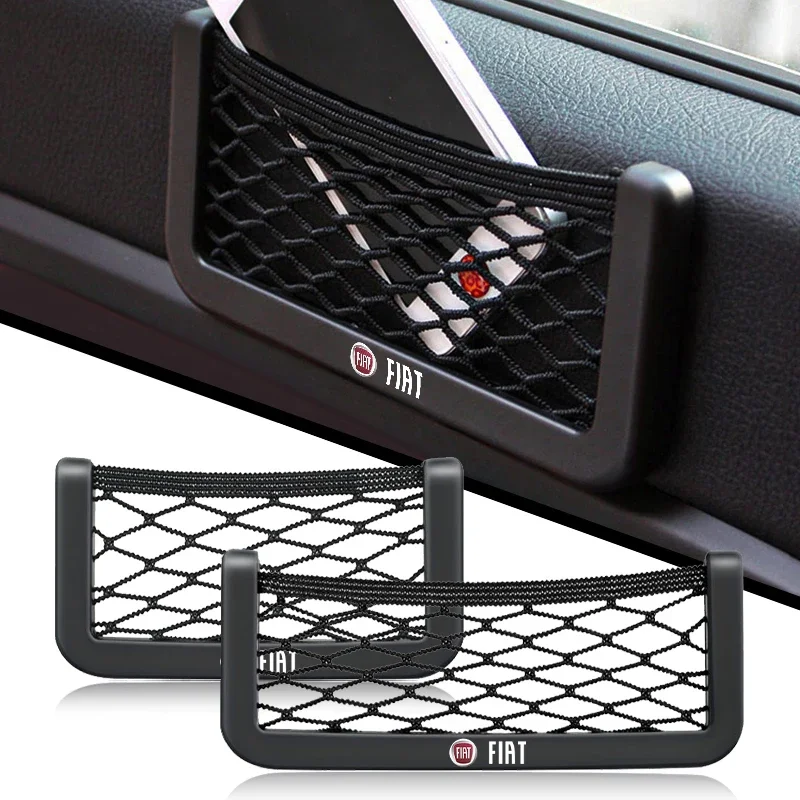 Car Net Bag Phone Holder Storage Net Box Pocket Organizer Auto Accessories For Fiat 500 Grande-Punto Astra Bravo Panda Tipo