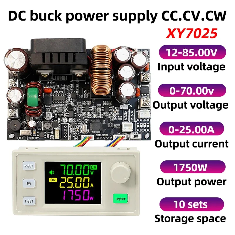 XY7025 70V 25A 1750W Buck Converter CC CV CNC Stabilized Power Supply Adjustable Regulated Voltage and Current Step-down Module