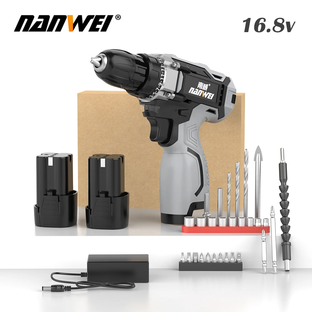 NANWEI Electric Hand Drill Household Electric Hand Drill Charging Tool Lithium Battery Multifunctional