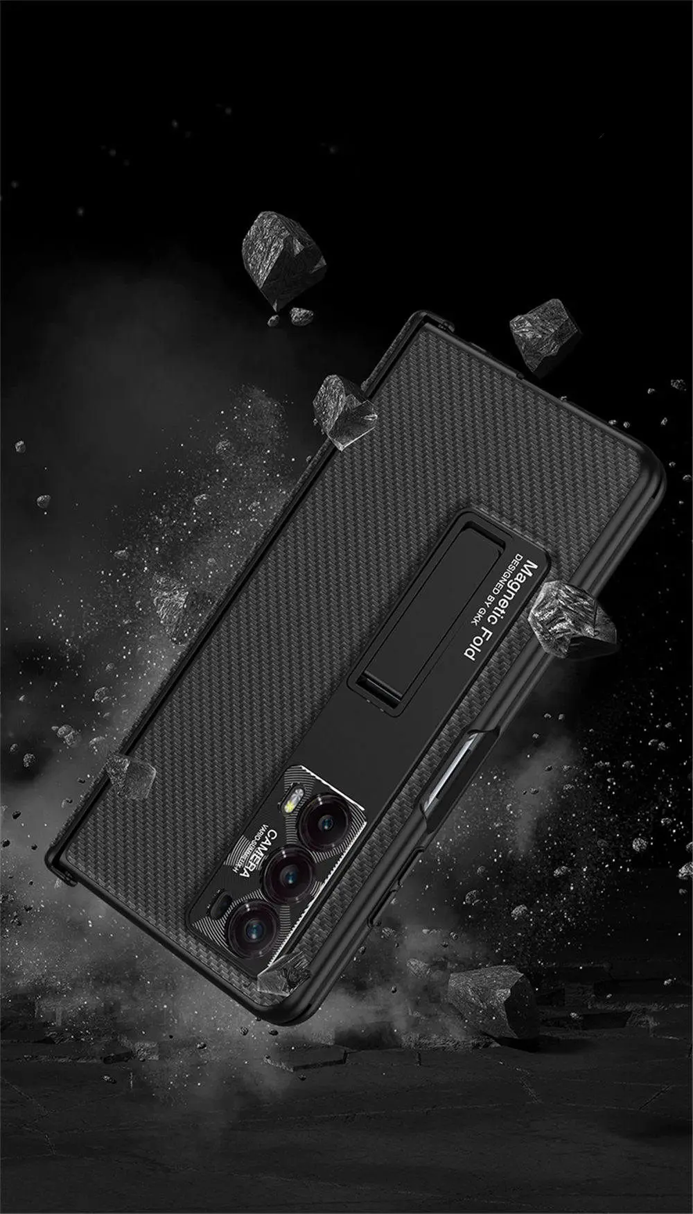 Slim PU Leather Case For Honor Magic V2 Magnetic Folding Bracket Hinge Glass Film Cover