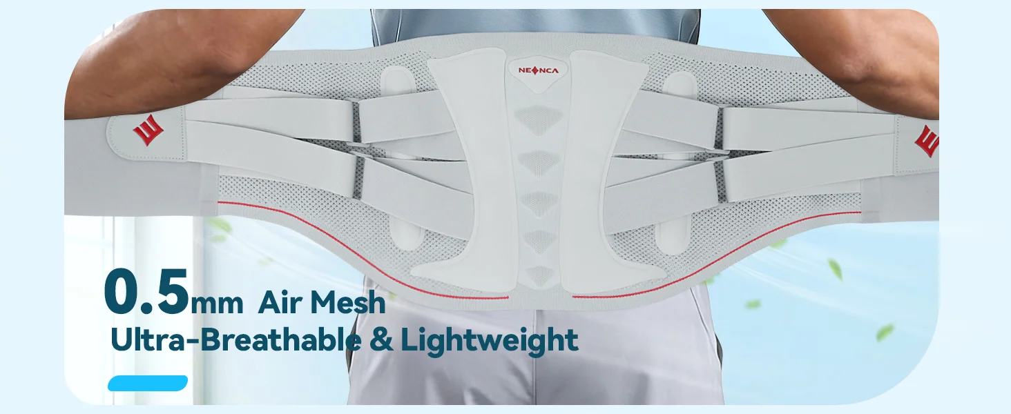 Breathable Lumbar Back Support Belt with 3D Lumbar Pad for Lower Back Pain Relief Adjustable Waist Wrap for Sports Lifting Men
